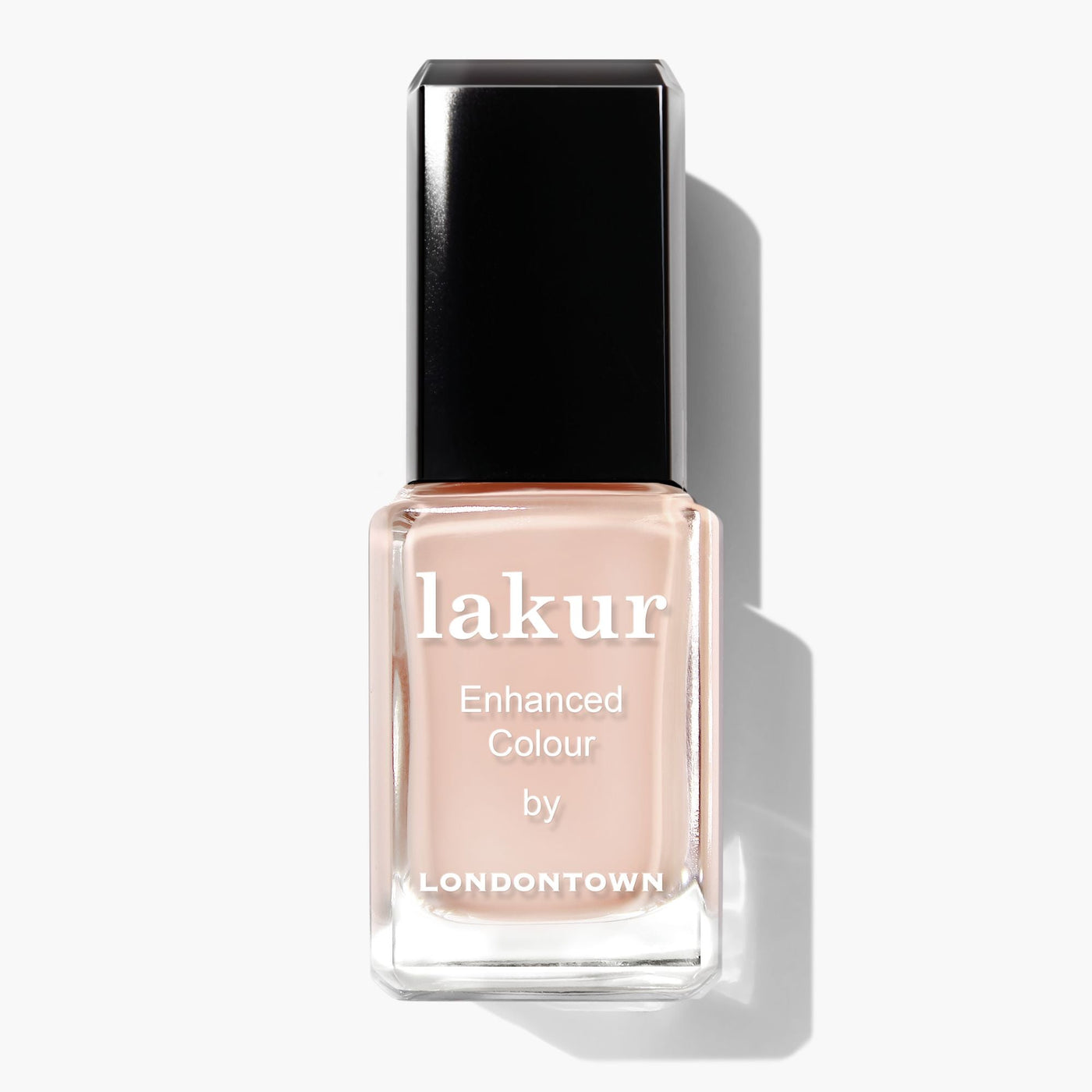 A bottle of LONDONTOWN's Linen (Professional) nail polish, showcasing a breezy cream shade, is displayed against a white background.