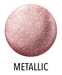 Round, metallic, rose gold-colored texture with the label "METALLIC" below.