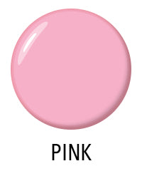 A round, pink circle with a glossy effect, labeled "PINK" below it.