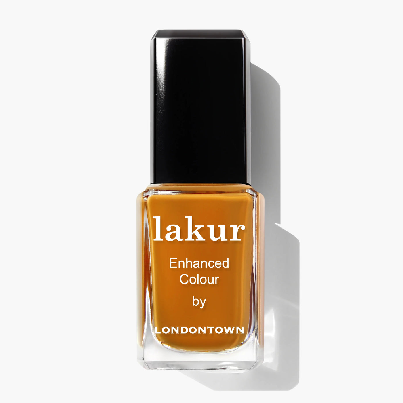 A bottle of LONDONTOWN's Bee's Knees (Professional) enhanced colour nail polish in robust goldenrod, featuring a black cap and white text on the label.