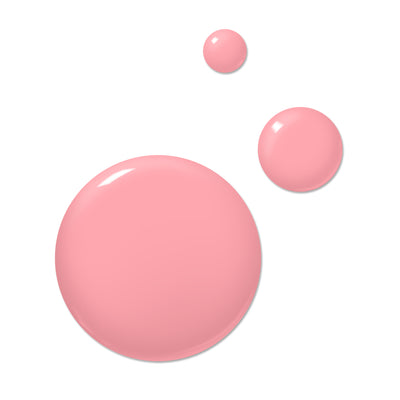 Three glossy circles in various sizes, reminiscent of salmon pink nail polish, identified as "Desert Flower" by LONDONTOWN, are arranged against a white background.