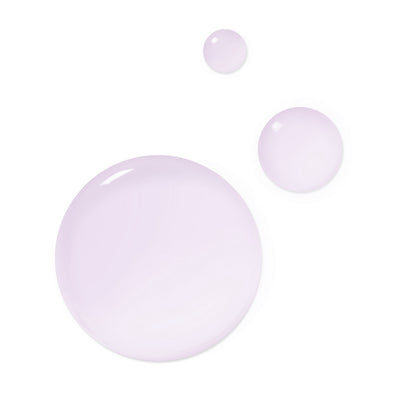 Three semi-transparent, light purple bubbles of varying sizes on a white background create a serene canvas reminiscent of the whimsical beauty of LONDONTOWN's Grip Lock Base Coat.