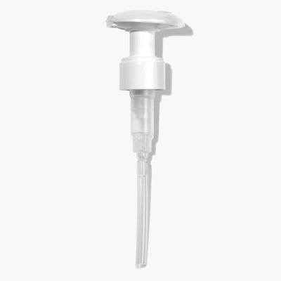The LONDONTOWN Lacquer Remover Pump features a white plastic design and a long, clear dip tube that ensures easy gel removal without spills.