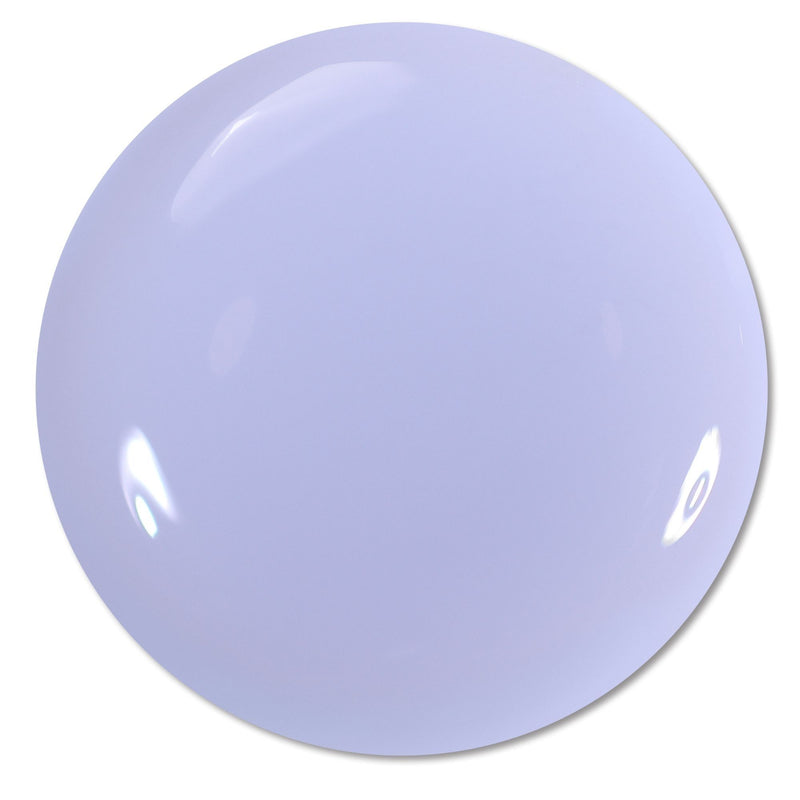 Cloud Nine by LONDONTOWN is a shiny, round, sheer periwinkle sphere with visible reflections on its surface, displayed against a white background.