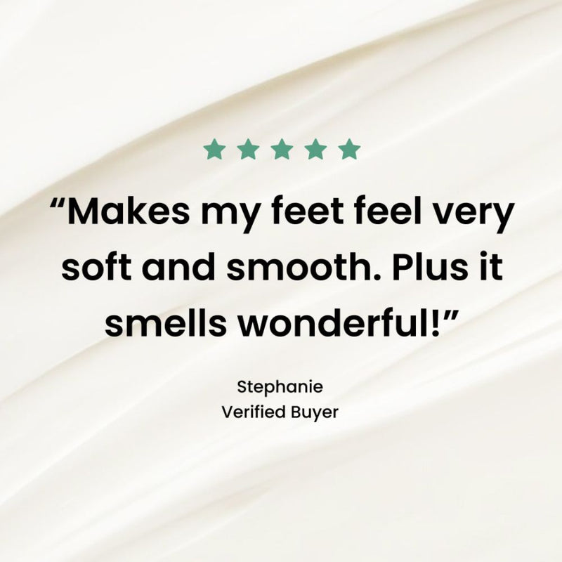 Five-star review: "LONDONTOWN's Foot Balm makes my feet feel very soft and smooth. Plus, the eucalyptus scent smells wonderful!" - Stephanie, Verified Buyer.
