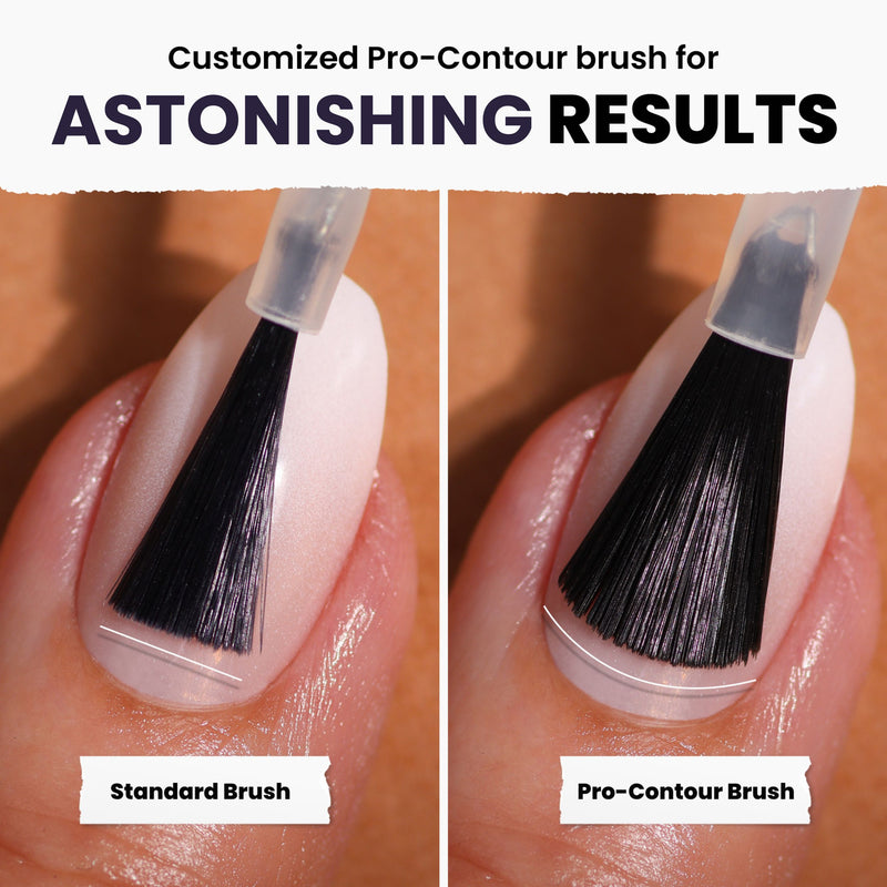Comparing a standard brush to the Pro-Contour on nails shows the latter enhances application, especially with LONDONTOWN's vegan cruelty-free Black Thorn nail polish. Choose midnight purple for flawless, salon-quality results at home.