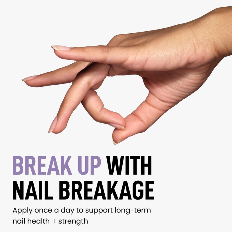A well-manicured hand appears beside text encouraging daily use of LONDONTOWN Strengthening Nail Cream to help prevent breakage and maintain strong, healthy nails. For more product features or details, please provide additional information.