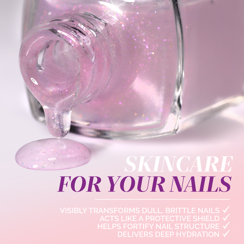 LONDONTOWN’s Glow Getter Nail Luminizer spills shimmery pink across surfaces, delivering 360° protection, fortification, hydration, and an ethereal finish that transforms your nails.