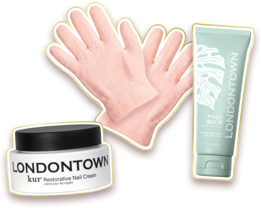 Spa gloves, foot balm and nail cream