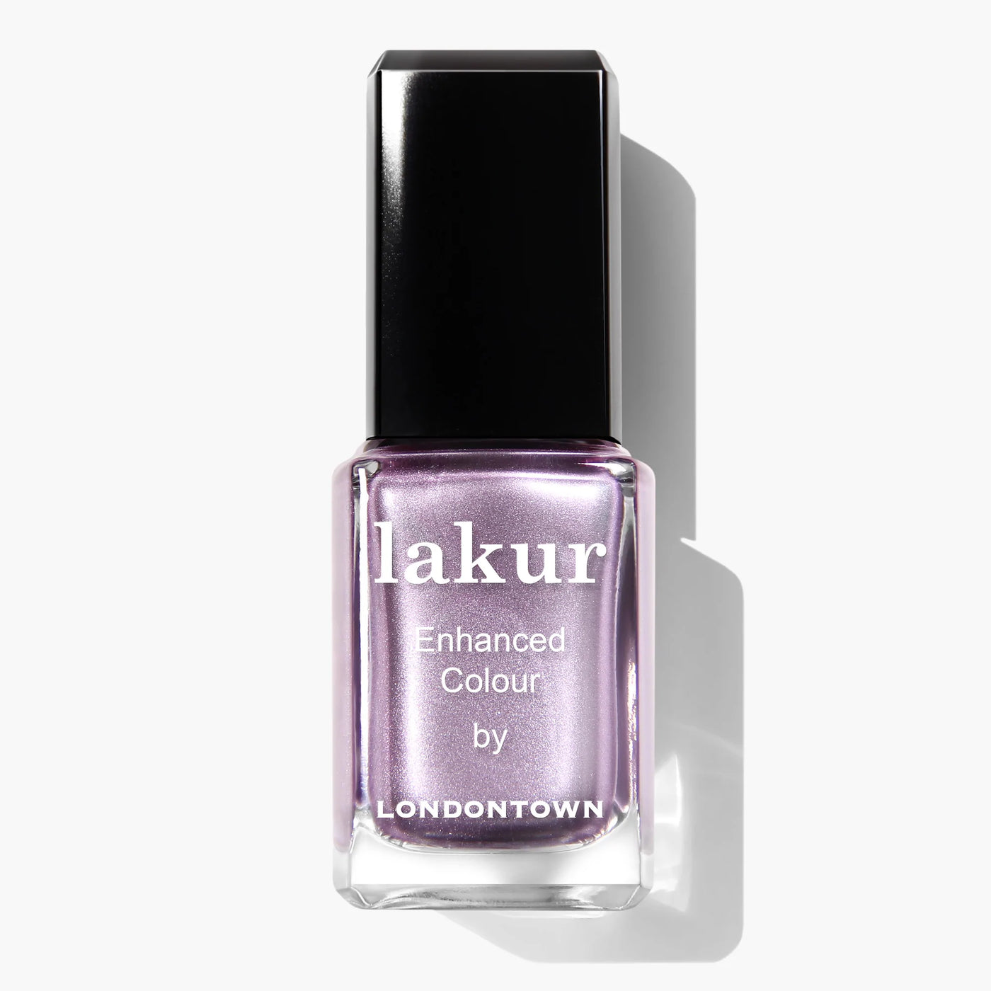 A bottle of LONDONTOWN BRILL-ant (Professional) cruelty-free nail polish in a light lavender shade with a black cap.