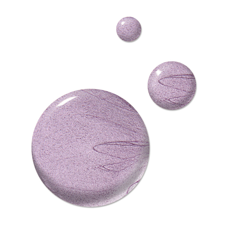 Three drops of BRILL-ant, a shiny, light purple liquid with subtle swirling patterns on a white background, reminiscent of LONDONTOWN's 16+ Free nail polish elegance.