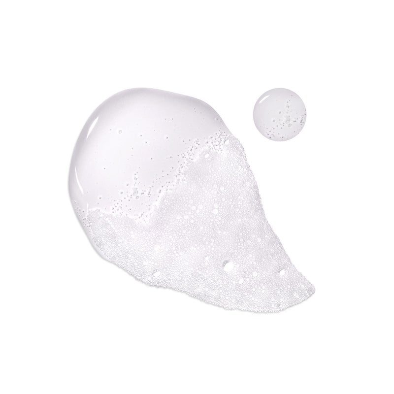 A close-up of two clear gel droplets, one larger and one smaller, with bubbles inside, on a white background. The larger drop has a foamy texture on one side. Elevate your everyday shower experience with the luxurious Botanical Boost Body Wash by LONDONTOWN.