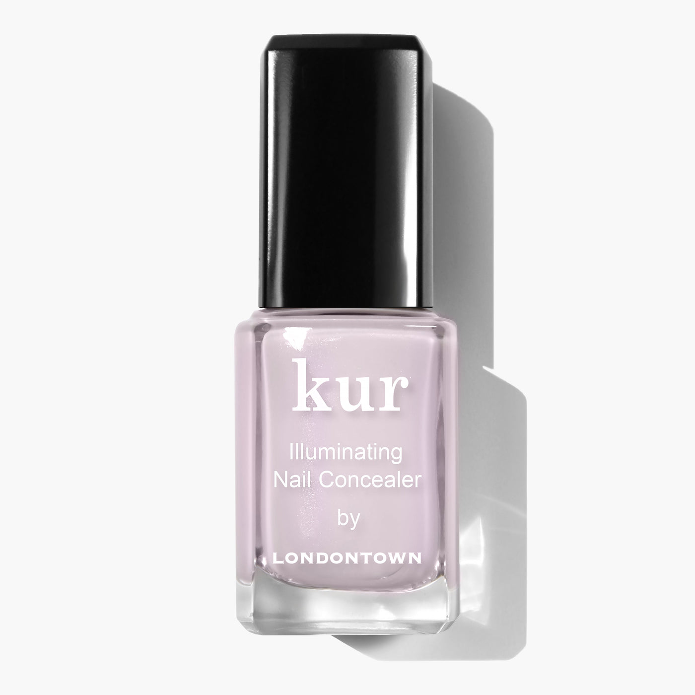 A bottle of LONDONTOWN's Pink Illuminating Nail Concealer (Professional) with a black cap, featuring an instant illuminating brightener in a light milky pink finish.