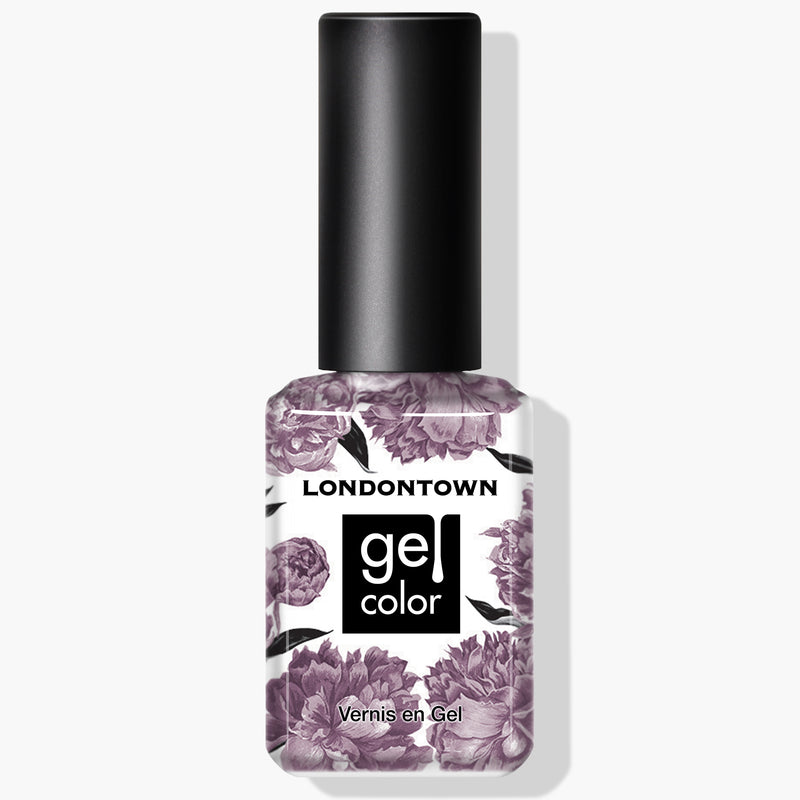 A nail polish bottle labeled "Save the Queen" by LONDONTOWN, featuring a black cap and a floral design on the bottle, offering cruelty-free, vegan UV/LED Gel Color.